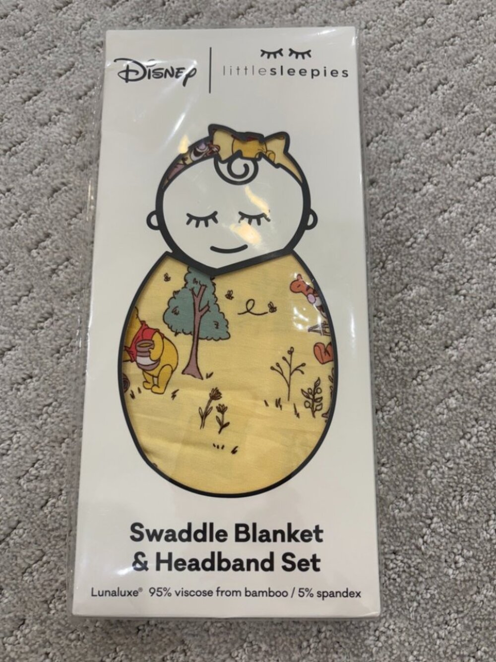 Little Sleepies Disney Winnie the Pooh Swaddle & Headband Set NIB